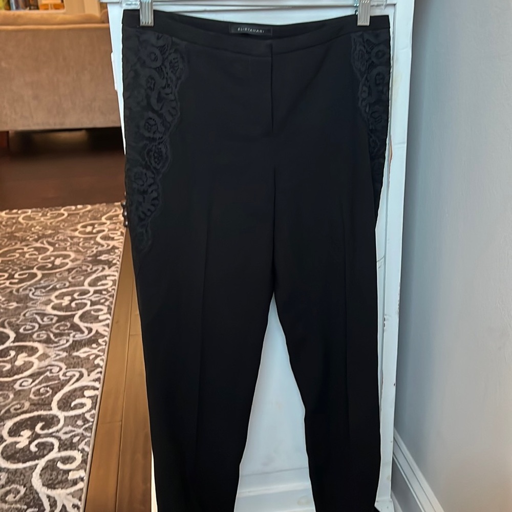 Black lace detail dress pant - wrinkle resistant